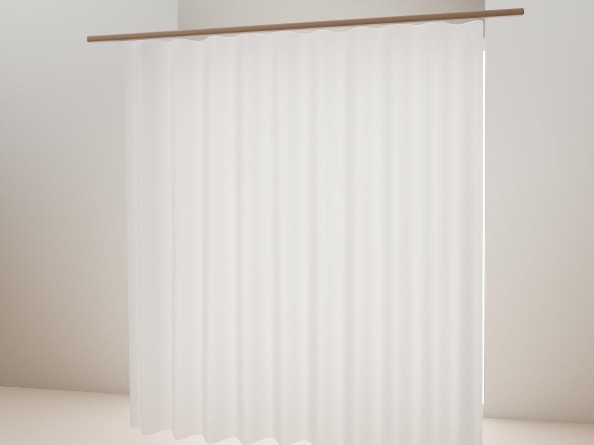 Sheer white curtains hanging from a wooden rod